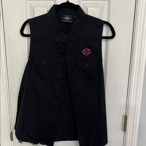 Harley-Davidson Black Sleeveless Shirt with Pink Emblem